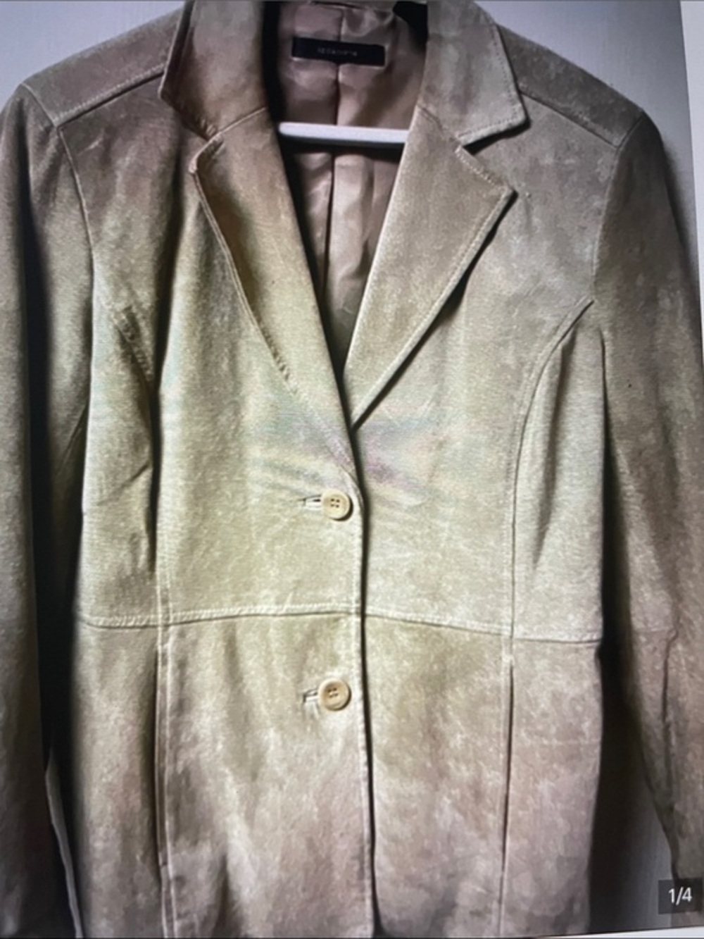 Womens Tailored Suede Jacket - Taupe